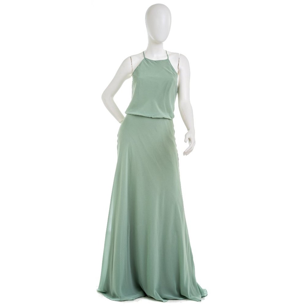 MONIQUE LHUILLIER Green Chiffon Bridesmaid Dress 8